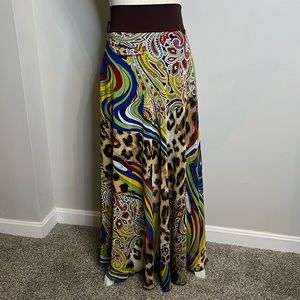 XYRGGSTAN (?). Print nylon maxi skirt